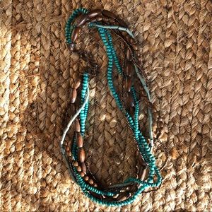 Turquoise & Brown beaded multiple strand necklace